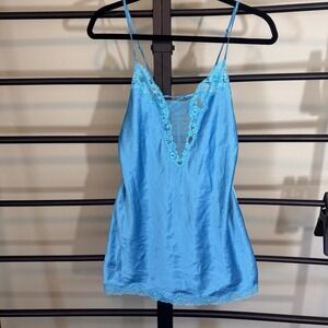 Victoria's Secret Vintage 90s Y2K Babydoll Silky Lingerie Slip Dress Blue Size S